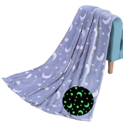 China Shiny Star Moon Star Glow Wearable Luminous Flannel Blanket Comfortable Luminous Blanket in Dark Blanket for sale