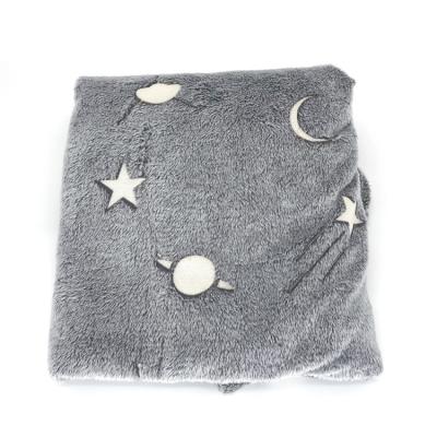 China Gray Cozy Flannel Star Shining Wearable Luminous Covering Glow In The Dark Star Covering Moon Luminous Cover for sale