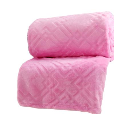 China Wholesale High Quality Design 1ply Design High Quality Plush Fashion 100% Polyester Solid Anti-pilling 100% Luxury Flannel Embossed Embossed Blanketing for sale