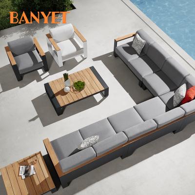 China Eco-freindly All Weather Aluminum Frame Garden Lounge Set Patio Furniture Hotel Outdoor Sofas for sale