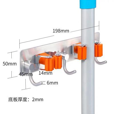 China clean tool Holder Adhesive No Drilling SUS304 Stainless Steel Mop broom Handle Holder for sale