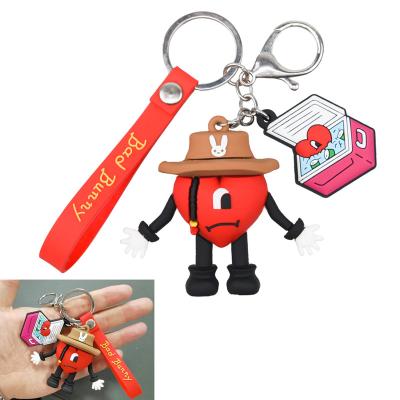 China Keychian Keychains Keychain Ring Pvc Tag Fabric Custom Carabiner 3D Car Fashion Coin Rabbit Keychain Cool Rubber Pendant Custom Bad karol g for sale