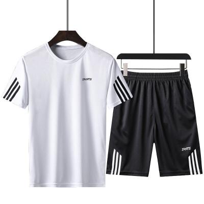 China Anti-wrinkle Mens T-shirt And Shorts Set Short Sleeve Tops Breathable Casual T-shirt Running Set for sale