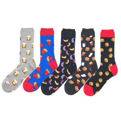 China Funny Crew Men's Sports Hot Beer Socks Hamburger Food Sale Fashion Socks for sale