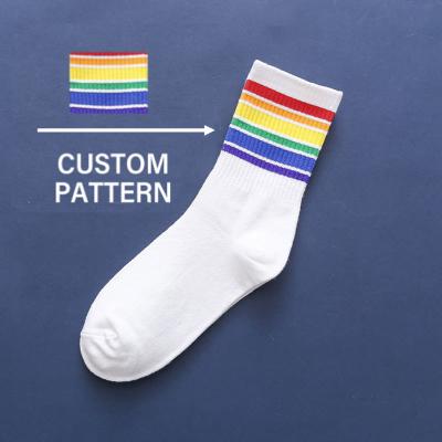 China QUICK DRY Custom Made Jacquard Ankle Ladies Socks Designer Tube Socks Loose Rainbow for sale