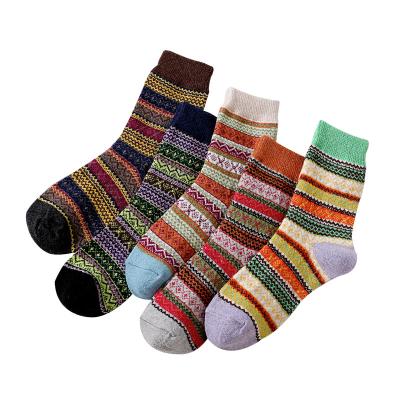 China Breathable Hot Sell Custom Fuzzy Designer Logo Embroidery Wool Women Socks Winter Warm Socks for sale