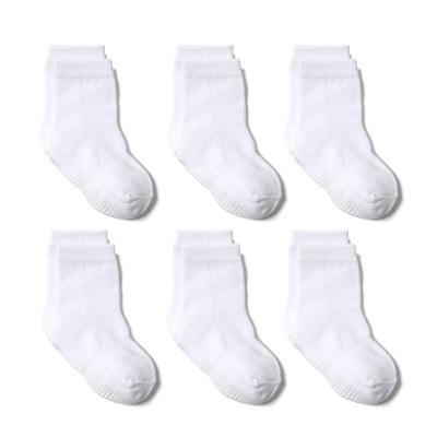 China QUICK DRY hot sell single color cotton anti slip socks crew 6 pairs one child set socks for sale