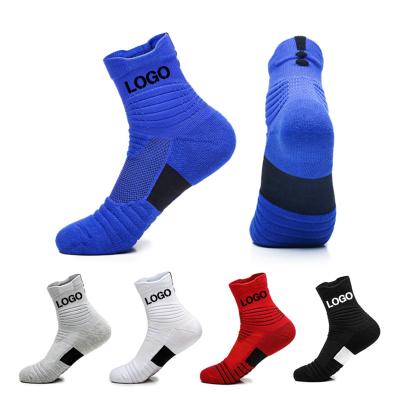 China Breathable elite cotton sport terry socks embroidery custom logo running sport ankle socks for men for sale