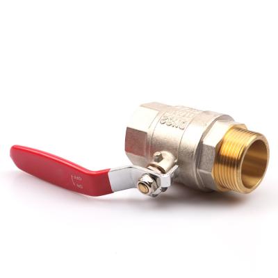 China Kitchen Zhejiang Kaibeili PN40 DN20 Long Handle Female Thread Home Nickel Plated Red Brass Ball Valve for sale