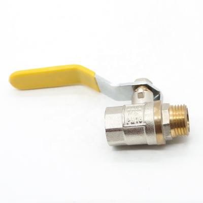 China Zhejiang Kaibeili Kitchen Brass Ball Valve 1/2 Inch PN16 Female Thread Long Thread Home Nickel Plated Yellow Handle for sale