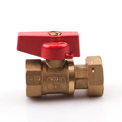 China Home kitchen Zhejiang kaibeili kaibeili 1 inch flare union connection red butterfly handle brass 1/2 ball type 1/2 ball valve for sale