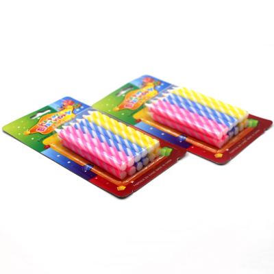 China Eco-friendly Dia 8mm 12pcs Per Pack Colorful Spiral Smokeless Birthday Candles Wholesale for sale