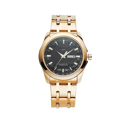 China Popular Luxury Gold Stainless Steel Two Tone Quartz For Men Watches Brand Day/Date Business Moissanite Watch Custom Logo for sale