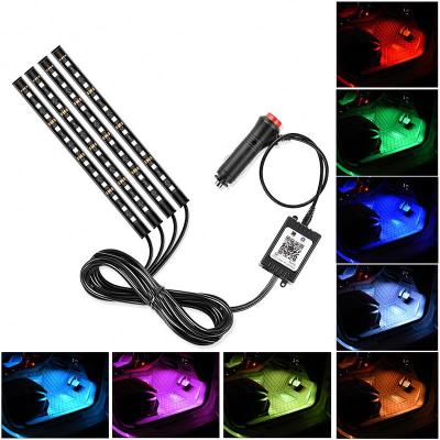 China PC Version+Wireless Glue 5050RGB Car LED Foot Lights Wireless Starry LED Music Soft Sensor RGB Inside Bulb for sale