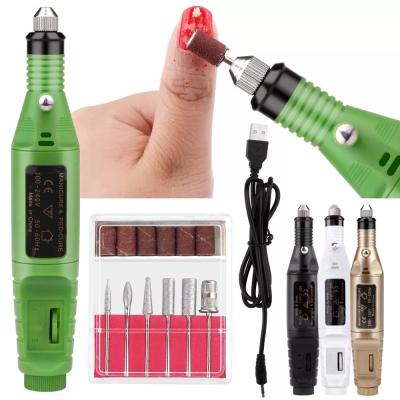 China Electric Nail Plastic Suppliers Personal Care Beauty Nail Drill File Machine Manicure Drill Pen 6 Bits Nail Equipment and Tools for sale