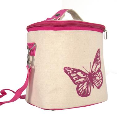 China Keep Hot Selling Best Butterfly Printed Cotton Canvas Sports Shoulder Promotional Cooler Bag for sale