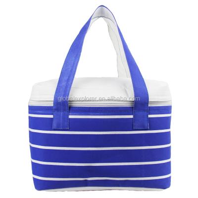 China Stripe Thermal Promotional Pattern 600D Insulated Cooler Bag Ice Bag for sale