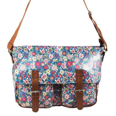 China Floral Cotton Fabric Vintage Oil Cloth Satchel Bag Messenger Bag Shoulder Bag for sale