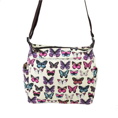 China Fashion Branded Hippie Butterfly Printed Canvas Shoulder Bag Cross - Body Bag Women Sling Bag for sale