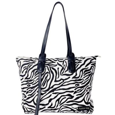 China Vintage Factory Direct Sale Zebra Jacquard Pattern Bag Women Handbag Ladies Handbag for sale