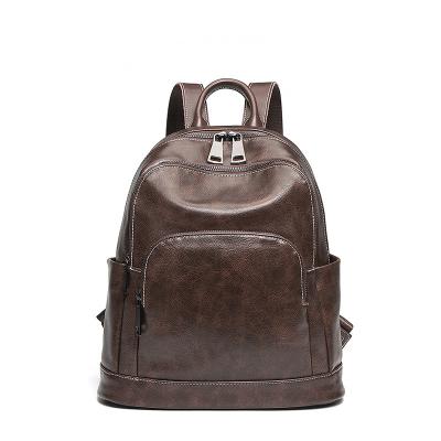 China Waterproof Men Backpack PU Leather Bagpack Large Laptop Backpack Male Mochilas Casual Satchel For Teenagers Boy Brown Black for sale