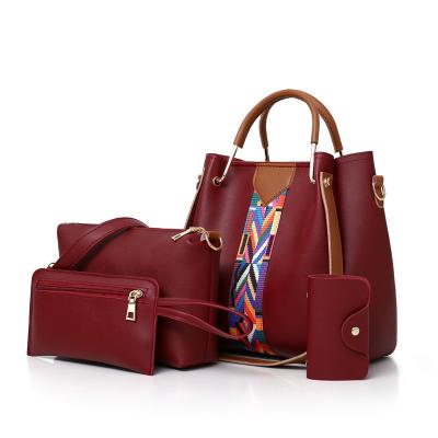 China NATIONAL 4PS Women's Single Bags Set Cross Compound PU Bags Solid Color Shoulder Bags Luxury Leather Female Brand - Body for sale