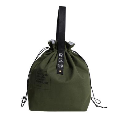 China 2022 New Style Canvas Drawstring Lunch Cooler Waterproof Durable Portable Lunch Box Bag Simple Waterproof Bag Wholesale for sale