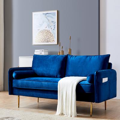 China Hot Sale Luxury Bedroom Sofa Couch Settee With Round Bolster (Other) Adjustable Not Wrinkled Easily Blue Sofa for sale