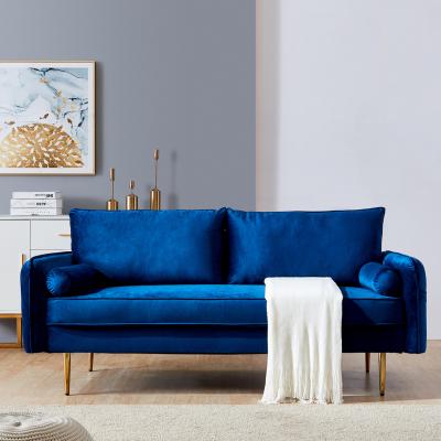 China (Other) Velvet Fabric Adjustable Sofa With Pocket Modern Blue Seater Couch Offers You A Pleasant Feeling Sofa for sale