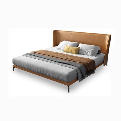 China Hotel Bedroom Furniture Adjustable Modern Italian Leather Frame Queen Size Bed Wooden Bed (Other) for sale