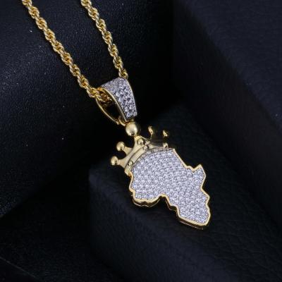 China Wholesale 14k 18k Punk Gold Plated Hot Selling 2022 New Arrivals Fashion Africa Map Pendant Necklace for sale