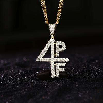 China New Style 4Pf Letters Simple Brass Copper Zircon Number Necklace Inlaid Chain M Hippie Punk Trendy European English Pendant Necklace for sale