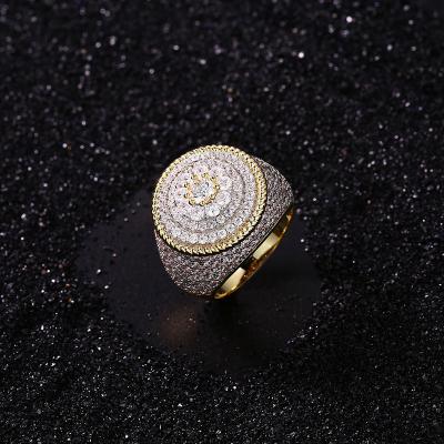 China Punk Amuse 2022 Lastest Designs Micro Pave Zirconia Diamonds Round Shape Brass Copper 18k Gold Filled Women Rings for sale