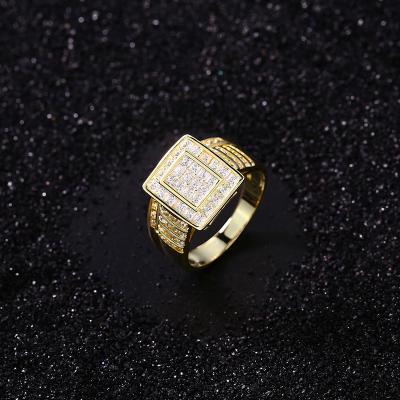 China Amuse punk personalized brass sterling silver square shape 5A CZ hiphop jewelry engagement rings for ladies for sale