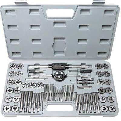 China Thread Cutting Hardware Tool Kit 60PCS Metric and Fine Thread SAE Tap Die and Die Set Screws Alloy Steel Drift Holder Tap Wrench for sale