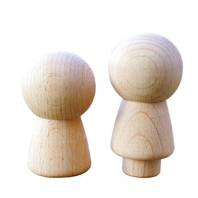 China White Montessori Europe Wooden Kokeshi Puppet DIY Unfinished Wooden Kokeshi Peg Dolls Pegdoll People Figure Toys Craft Art for sale