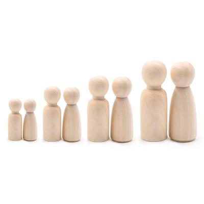 China Europe Natural Unfinished Wooden Peg Dolls Toys Crafts Art Wood Crafts Educational Toy DIY People Train Turnings Wooden Board Games for sale