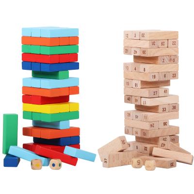 China Construction Toy Natural Beech Wood Building Stacking Wooden Tumbling Blocks Tower Board Games Building Blocks Toys Kids for sale