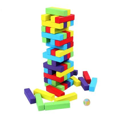 China Children's wooden building toy building block the collapsing tower toys children's educational color matching toy stacking board games for sale