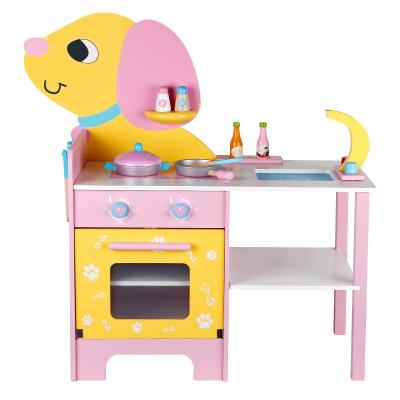 China Eco-friendly Material Wooden Kids Role Pretend Play Pretend Play Set Dog Kitchen Cooking Toys Utensils Play Set For Kids for sale