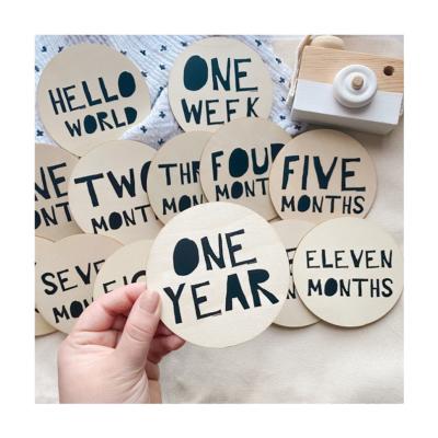 China Europe Photography Baby Nursery Newborn Announcement Monthly Milestone Cards Wooden Records Sign Photo Props Shower Gift Set for sale