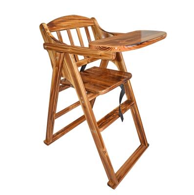 China Children Kids Home Room Solid Wood Furniture Dining Adjustable Folding Feeding Highchair Wooden Baby High Wooden Chair for sale