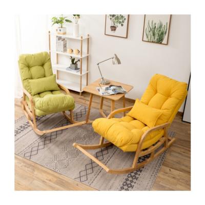 China Living Room Balcony Wooden Balance Rocker Recliner Lounger Adjustable Home Lazy Sofa Furniture Wooden Rocking Chair (Height) Relax for sale