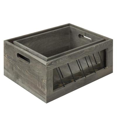 China Europe Natural Wooden Rustic Wooden Stash Box Large Display Basket Storage Fruit Box for sale