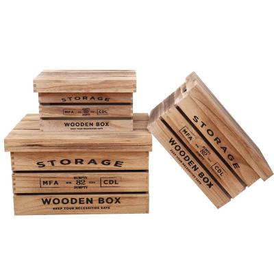 China Europe Wooden Nesting Gift Box Gift Storage Rustic Fancy Wooden Display Box With Lid Crate Wood Gift Box for sale