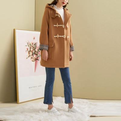 China Long Brown Womens Wool Ladies Hooded Winter Coat Women Viable Reasonable Prices for sale