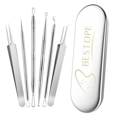 China Acne Treatment Bestope Amazon Stainless Steel 6pcs Rust Blackhead Pimple Needle Plating Tool Kit for sale