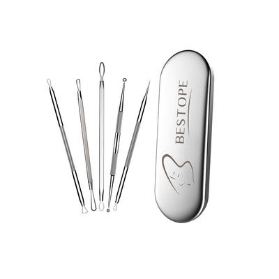 China On Sale 2021 Hot Amazon Home Use Bestope Face Blemish Acne Pimple Extractor Make Up Beauty Tool Stainless Steel Blackhead Remover 5pcs/set for sale