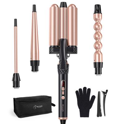 China Portable Lightweight And Interchangeable Deep Hesitate Curling Iron Tourmaline Ceramic Ionic Curling Iron for sale