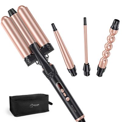 China GIFT IDEAL Household CHRISTMAS Portable Hair Iron Hair Curler Set Curling Curling Wand Set with 3 Barrels for sale